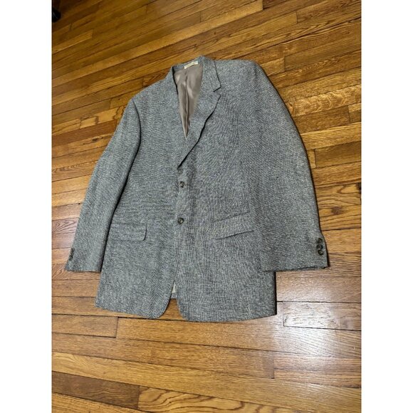 TravelSmith Mens Silk Tweed Blazer Jacket 42L Gray Flecked 2 Button Sport Coat - Picture 2 of 7